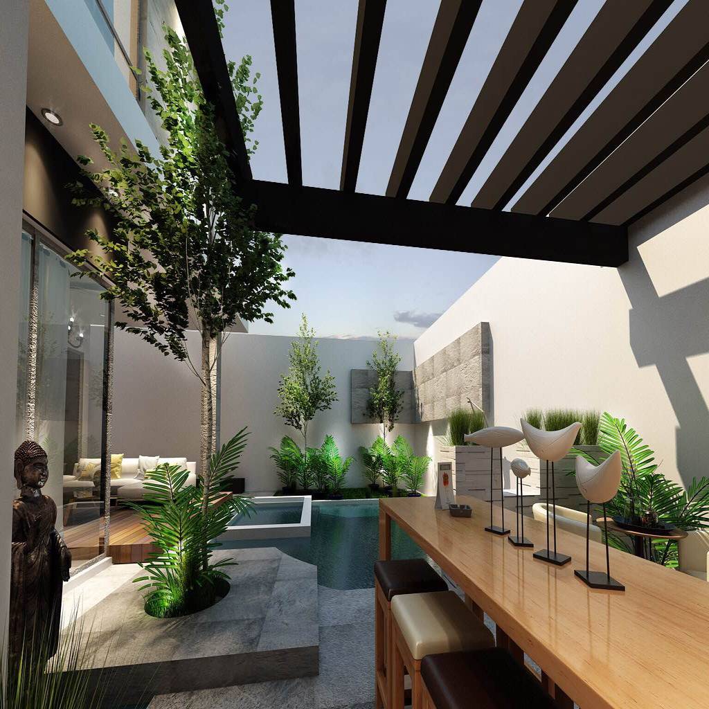 Mstudio arquitectura+construccion jardins modernos | homify