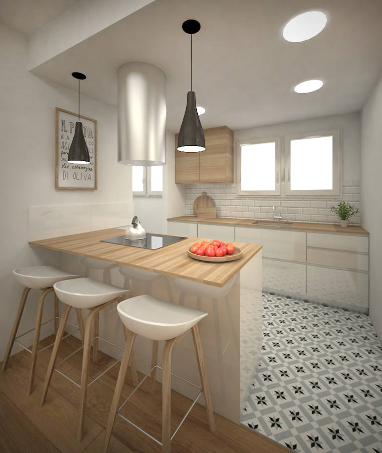 Cocina a dos frentes grupo inventia cocinas de estilo moderno madera