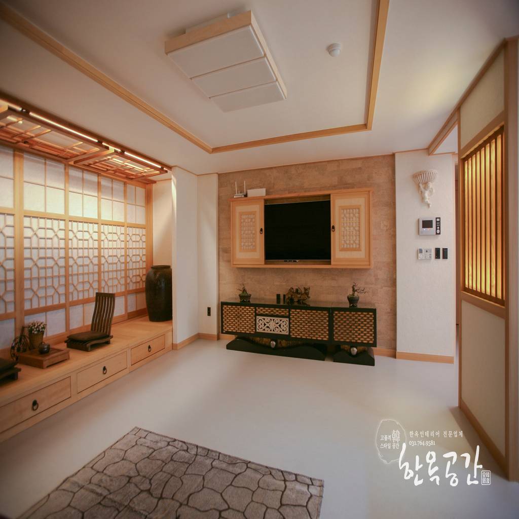 거실 사진 : 현대공간과 잘 어울리는 퓨전 한옥인테리어 | homify