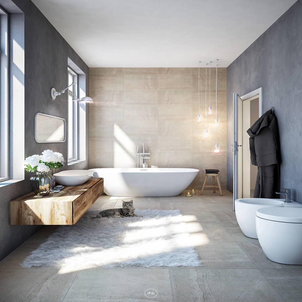 Industriale Badezimmer Von Dmc Real Render Industrial Homify