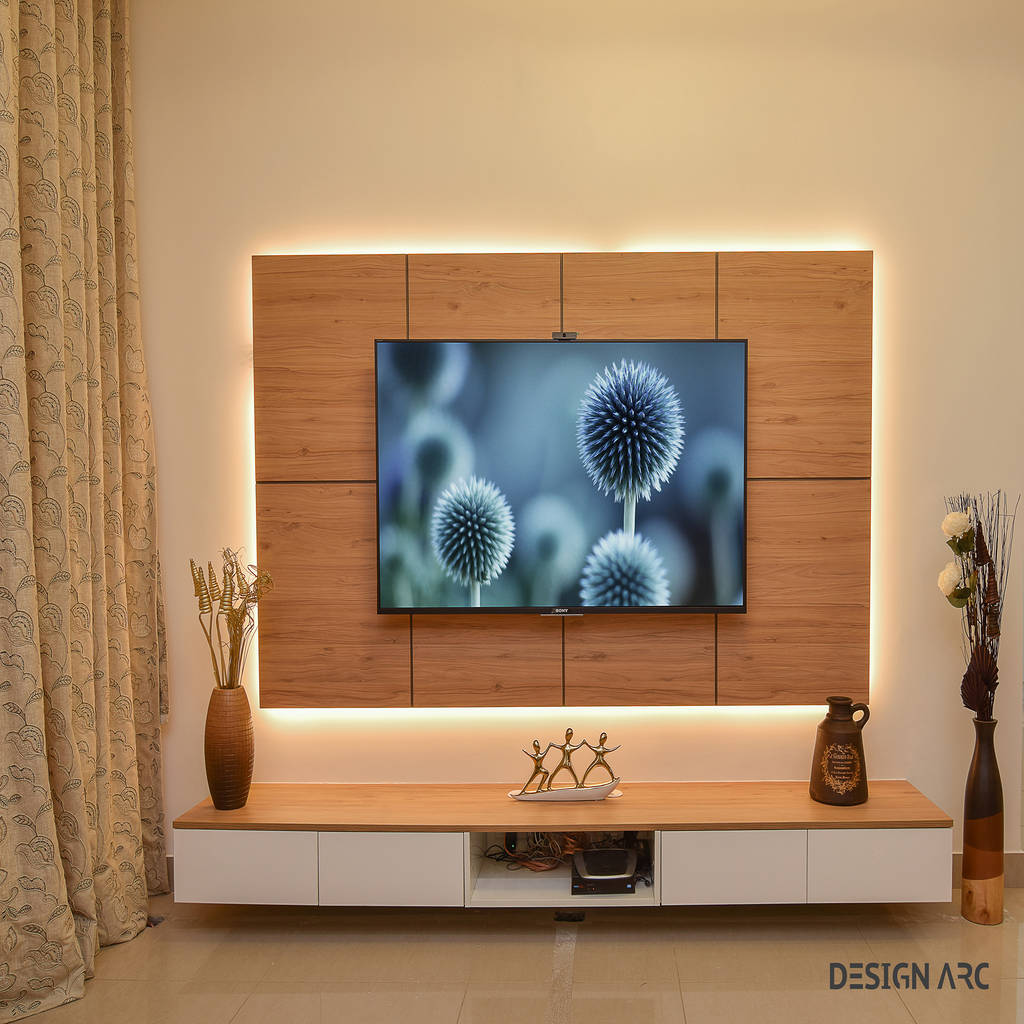 Tv unit design: living room by design arc interiors,modern ...