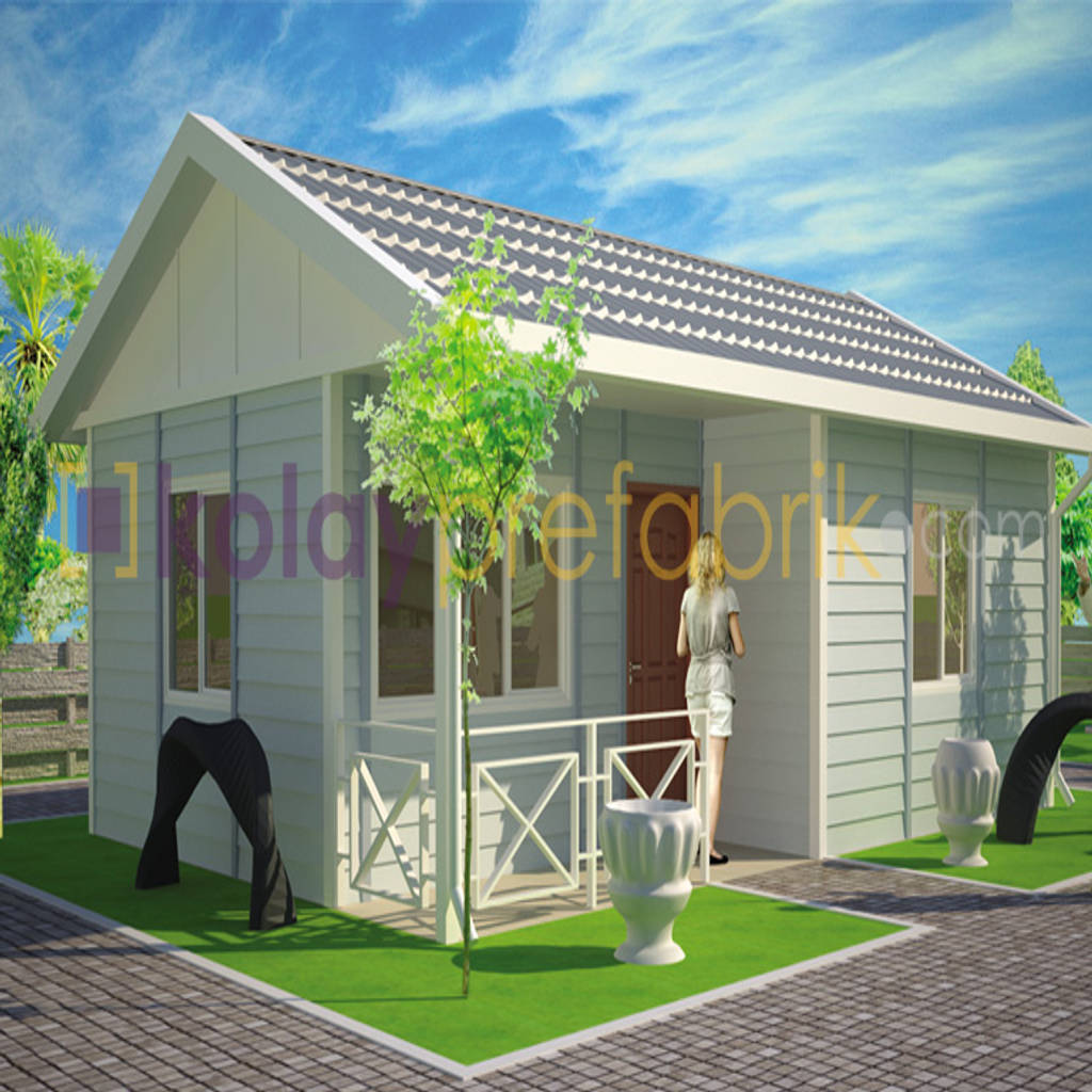 Tek katlı prefabrik ev 40 m2 (1+1) dış cephe betopan yalı baskı kaplama