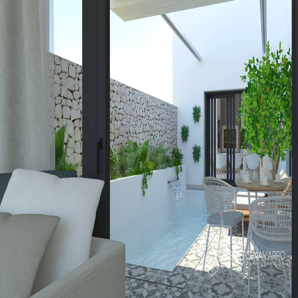 Patio piscina alberto navarro arquitectura interior piscinas de estilo