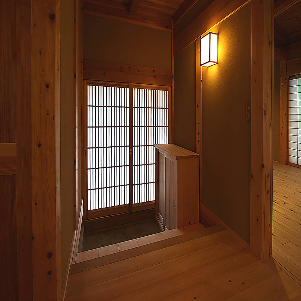 木造伝統構法の日本家屋「世田谷の家」 クラシカルスタイルの 玄関&amp;廊下&amp;階段 の 木造伝統構法 惺々舎 クラシック 木 木目調 homify