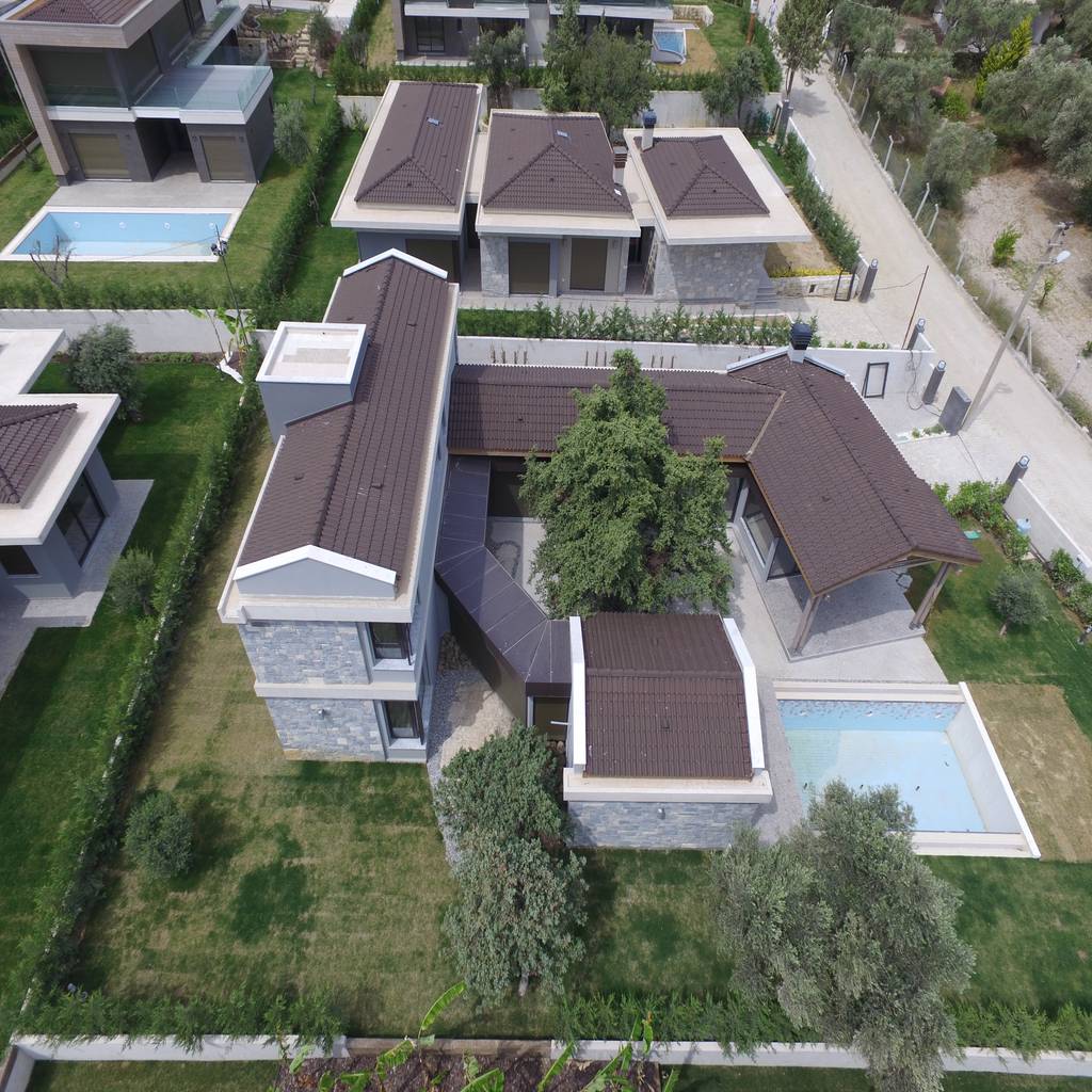 Ardıç ev egeli proje modern evler taş gri homify