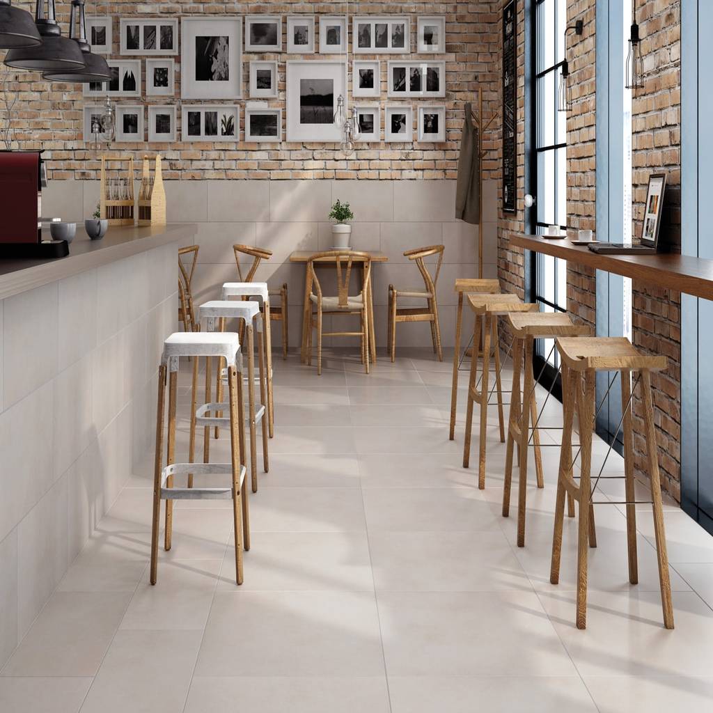 Betonoptikfliesen im ladenbau industriale esszimmer von fliesen sale