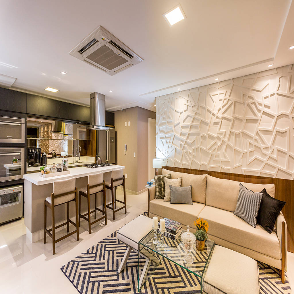 Sala de estar e cozinha integrada juliana agner ...