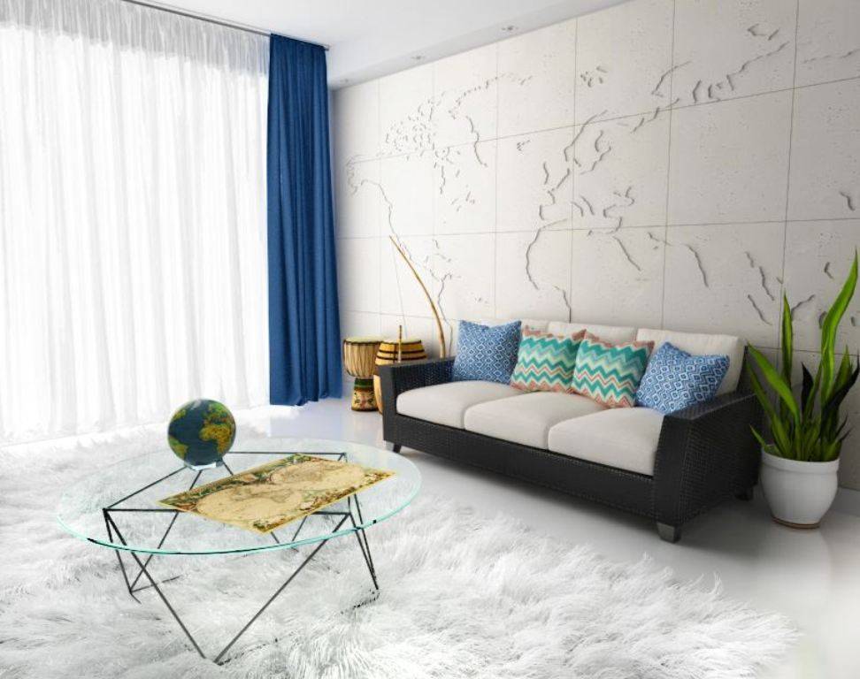 3d wandverkleidung „map of the world“ moderne wohnzimmer ...