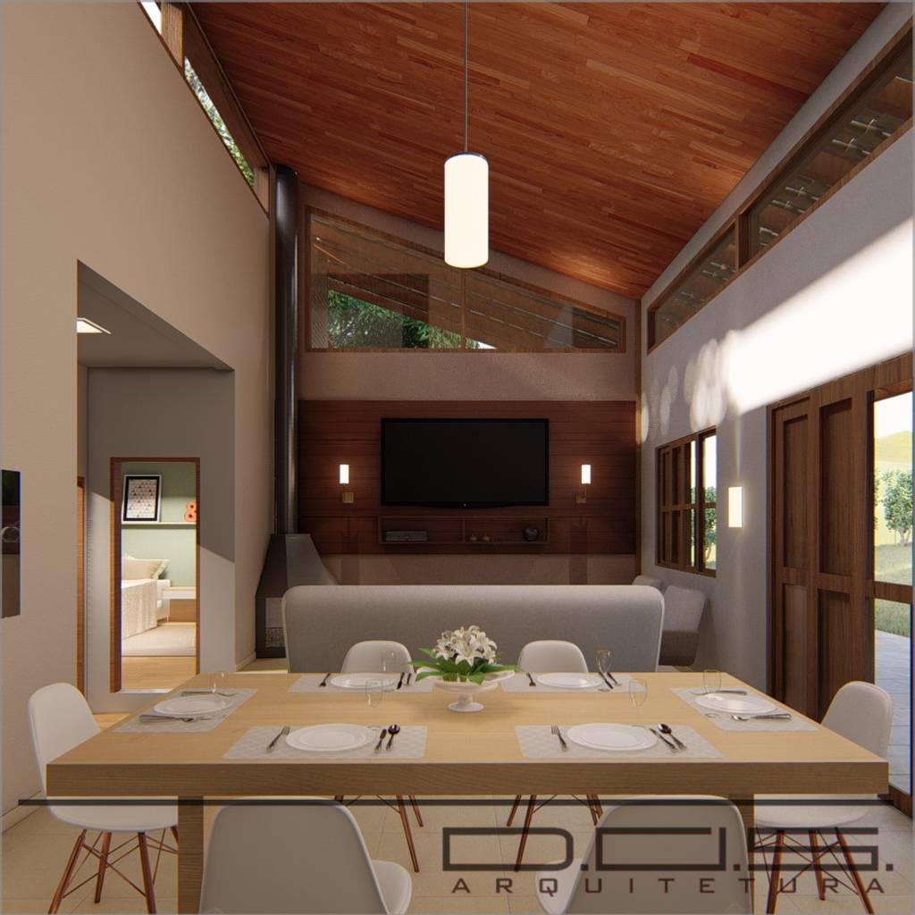 Jantar e estar salas de estar campestres por d.o.s. arquitetura