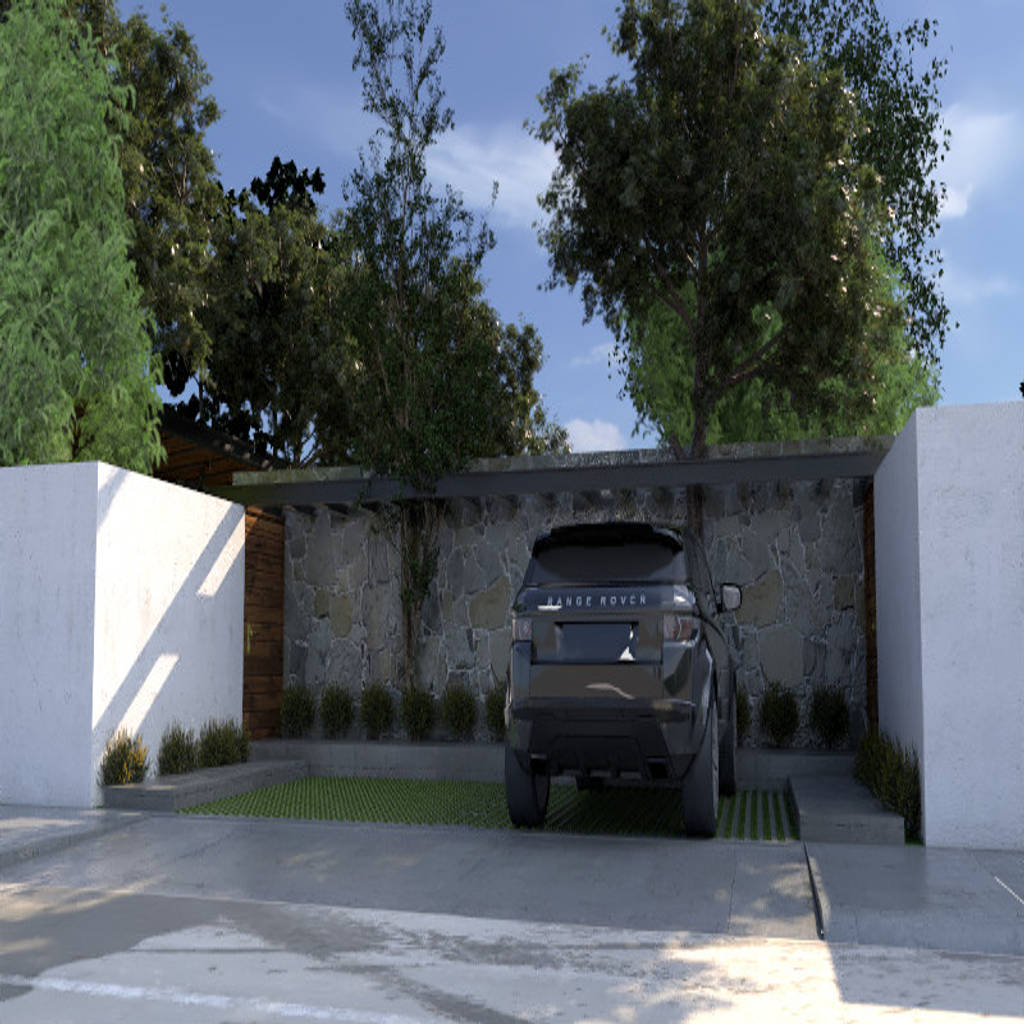 Fachada exterior garaje. garajes minimalistas de jc arquitectos