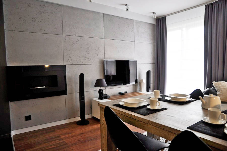 Kaminwand Gestalten Wandpaneele In Betonoptik Loft Concrete