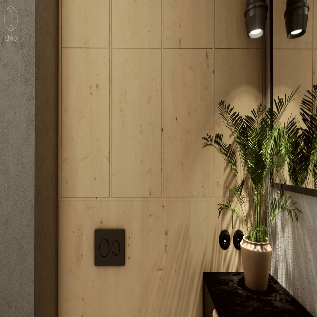 Projekt kawalerki w stylu nowoczesnym | b&w + drewno ...