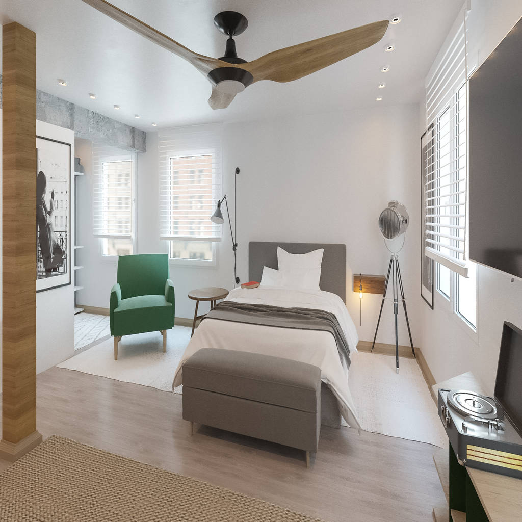 Habitación con escritorio y con vestidor nrn diseño de interiores