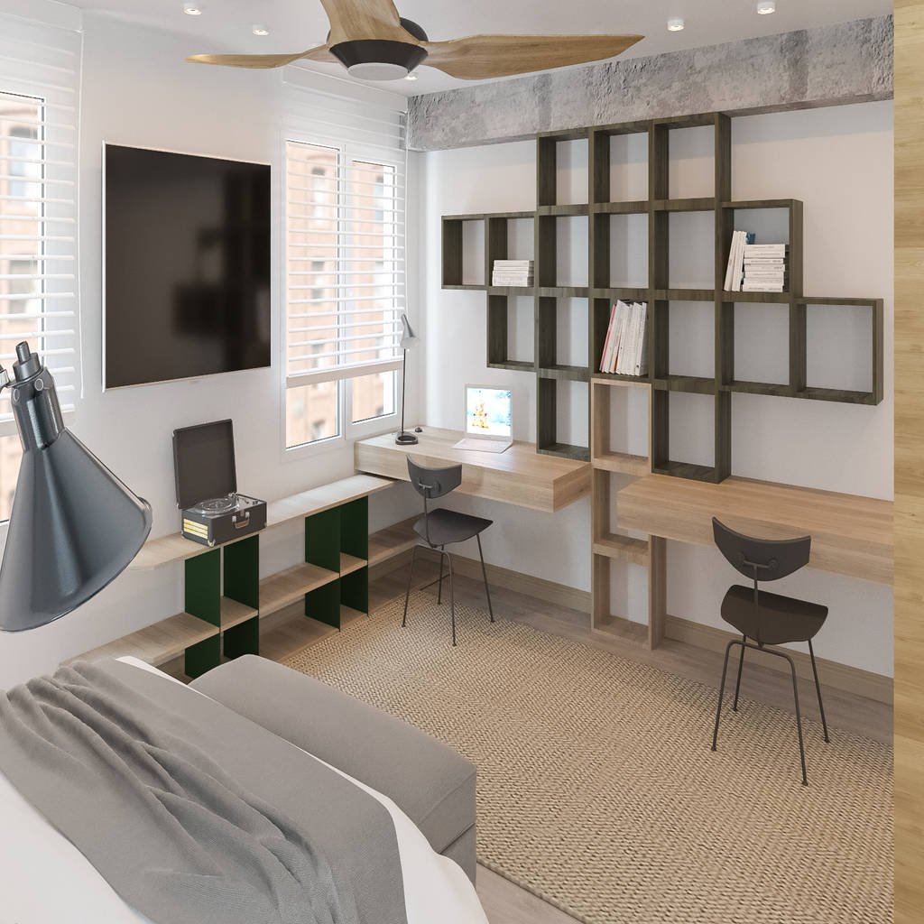 Habitación con escritorio nrn diseño de interiores estudios y despachos de estilo moderno | homify