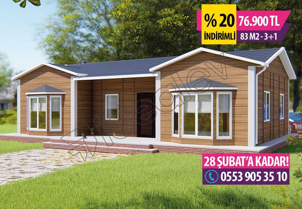 83 m² 3+1 kampanyalı prefabrik ev i̇deal ev (prefabrik evim) modern