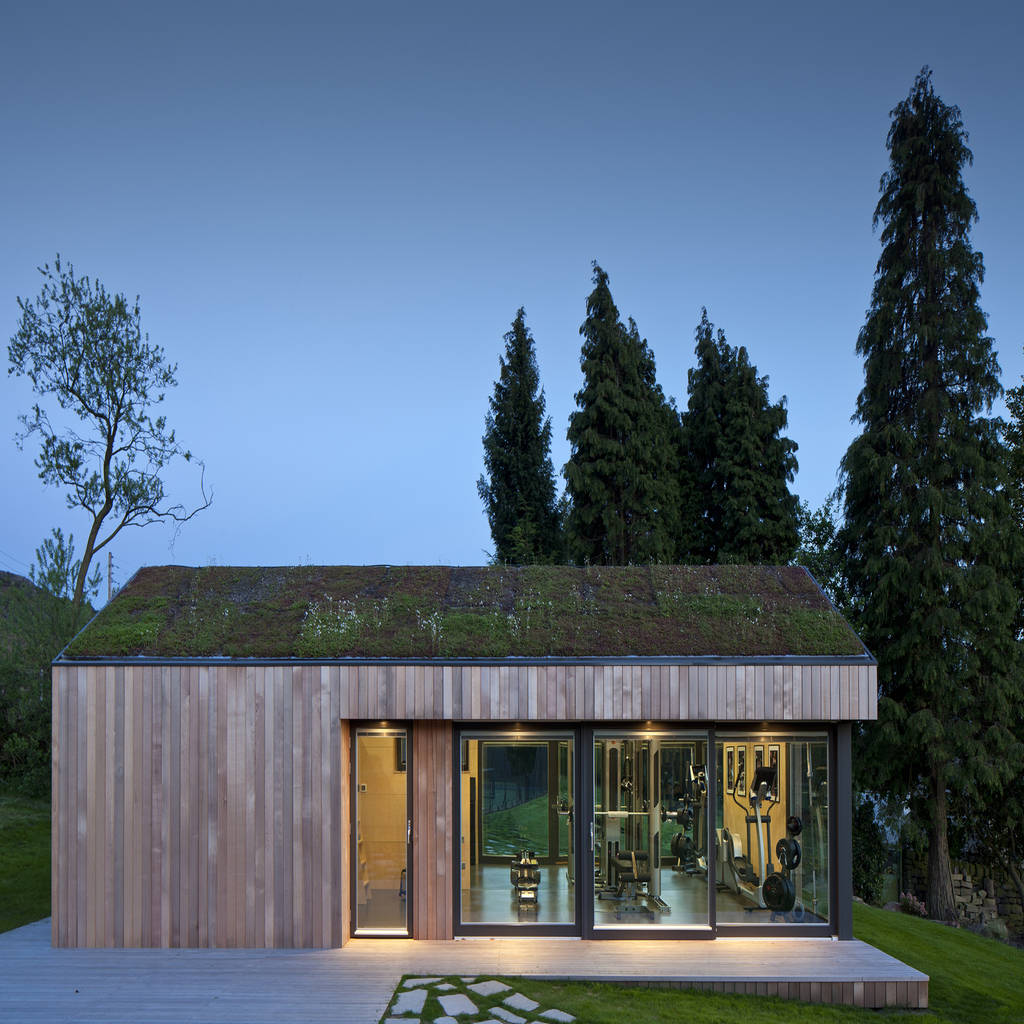 Palestra prefabbricata in legno ecospace â vista esterna palestra in