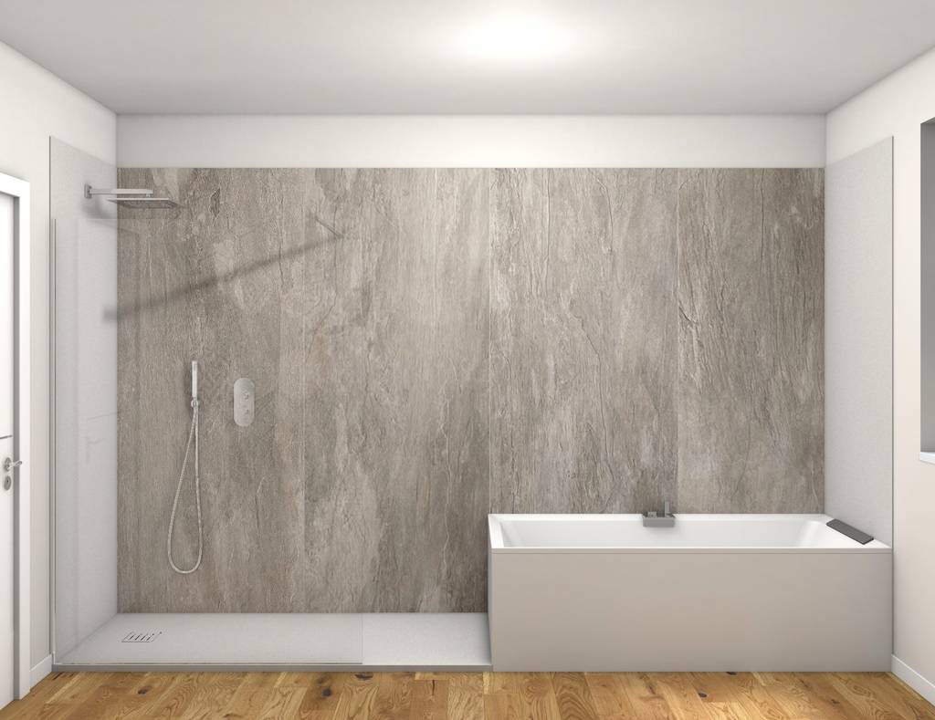 Lato vasca e doccia walk in bagno moderno di fratelli ...