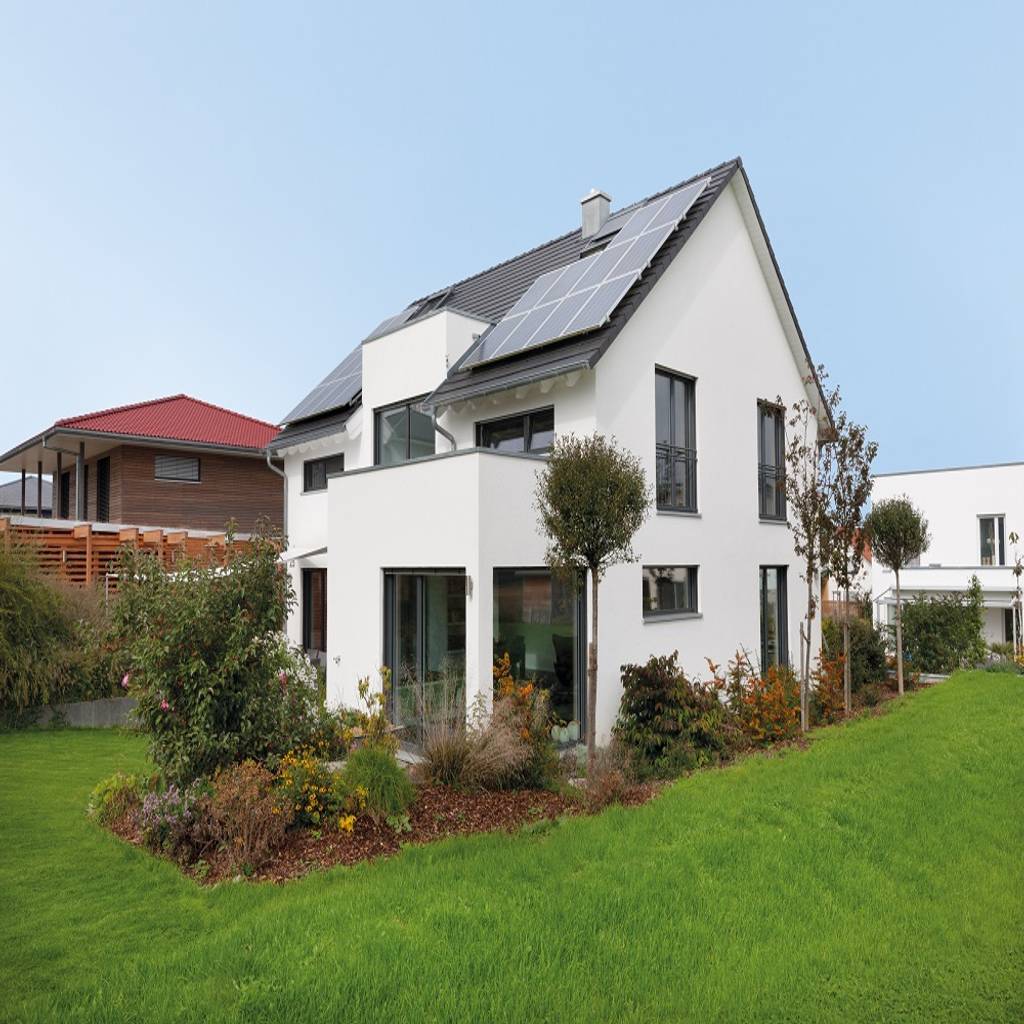 Einfamilienhaus mit flachdachgiebel und erker talbauhaus