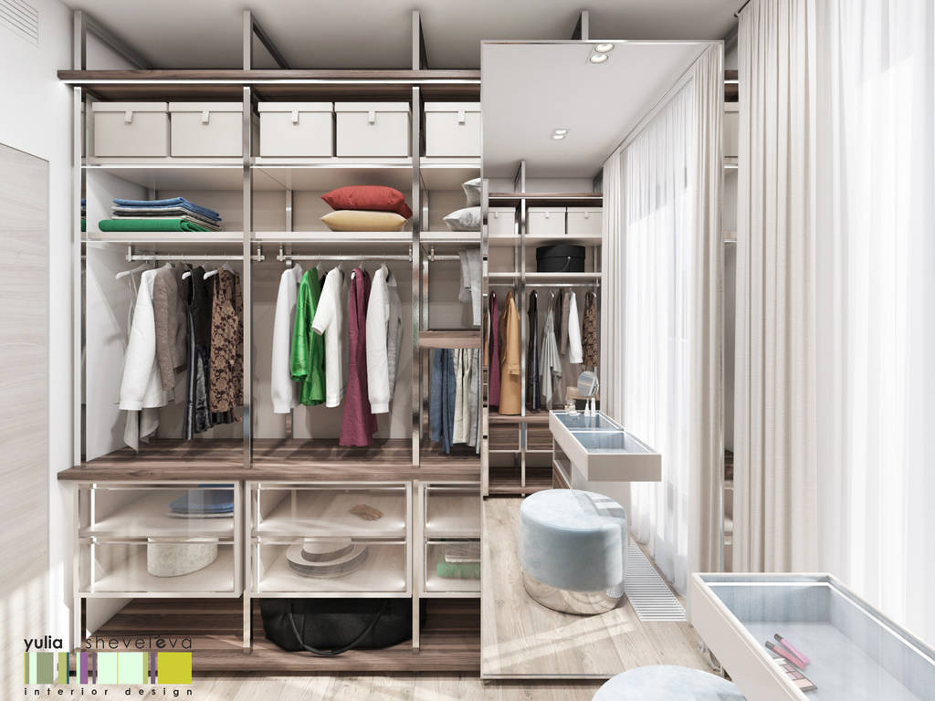 Closets minimalistas por мастерская интерьера юлии шевелевой