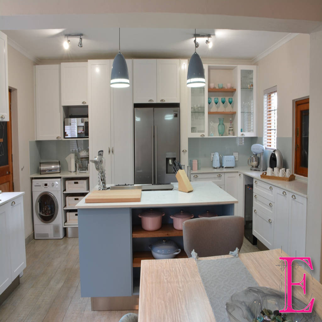 Fresh Modern Country Powder Blue White Kitchen By Ergo Designer