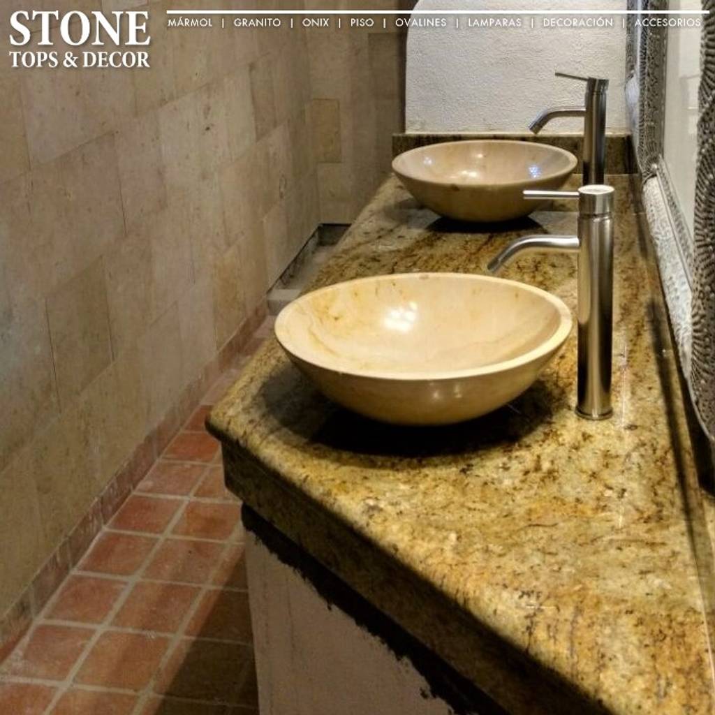 Cubierta de lavamanos de granito con ovalines de mármol stone tops