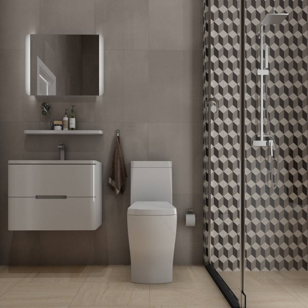 Baño con tono multicolor baños modernos de interceramic mx moderno