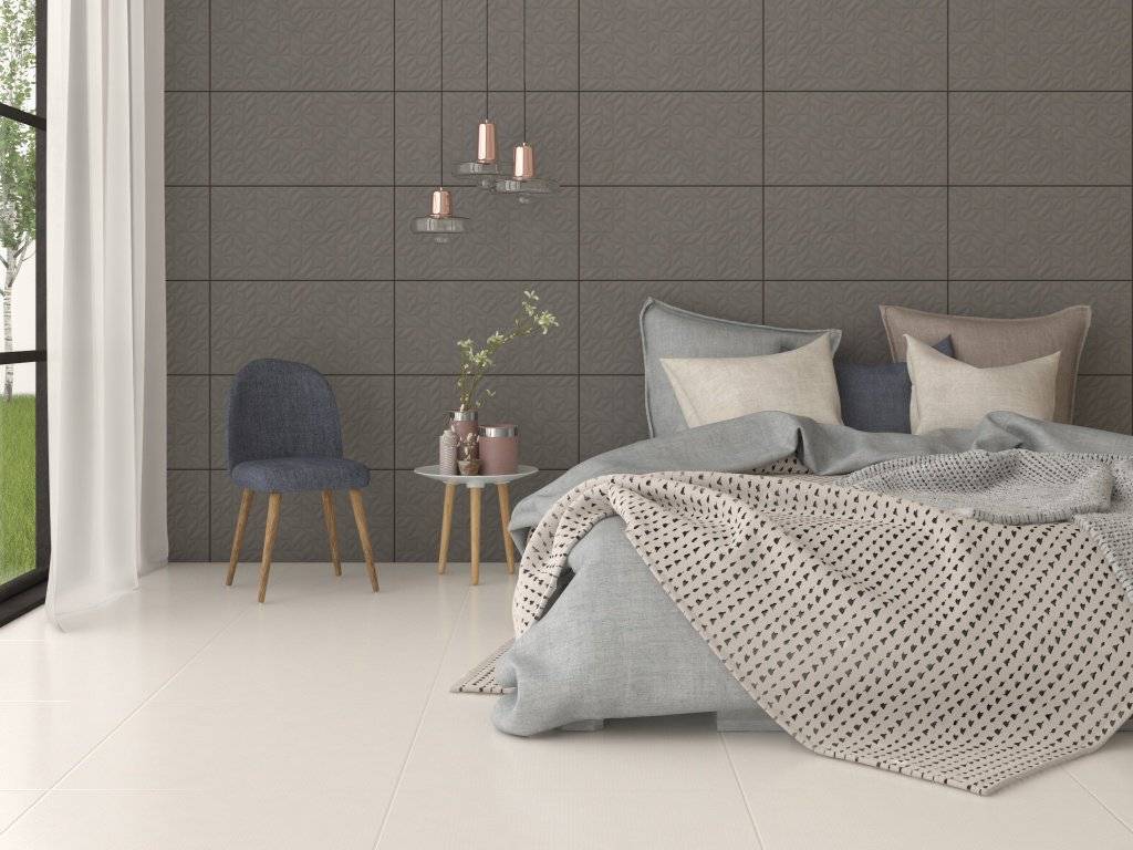 Recámara con muro de acento gris dormitorios modernos de interceramic