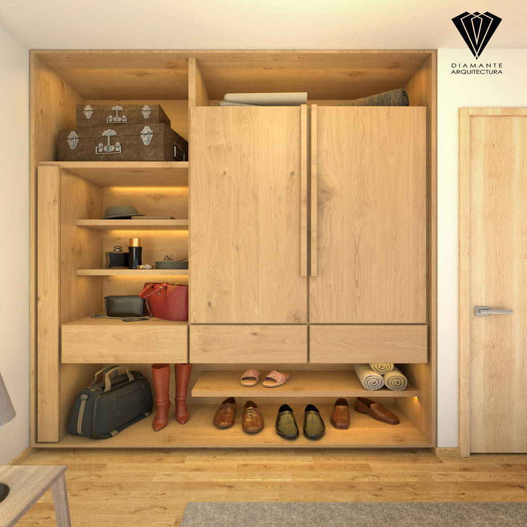 Closet vista 1 diamante arquitectura vestidores minimalistas homify