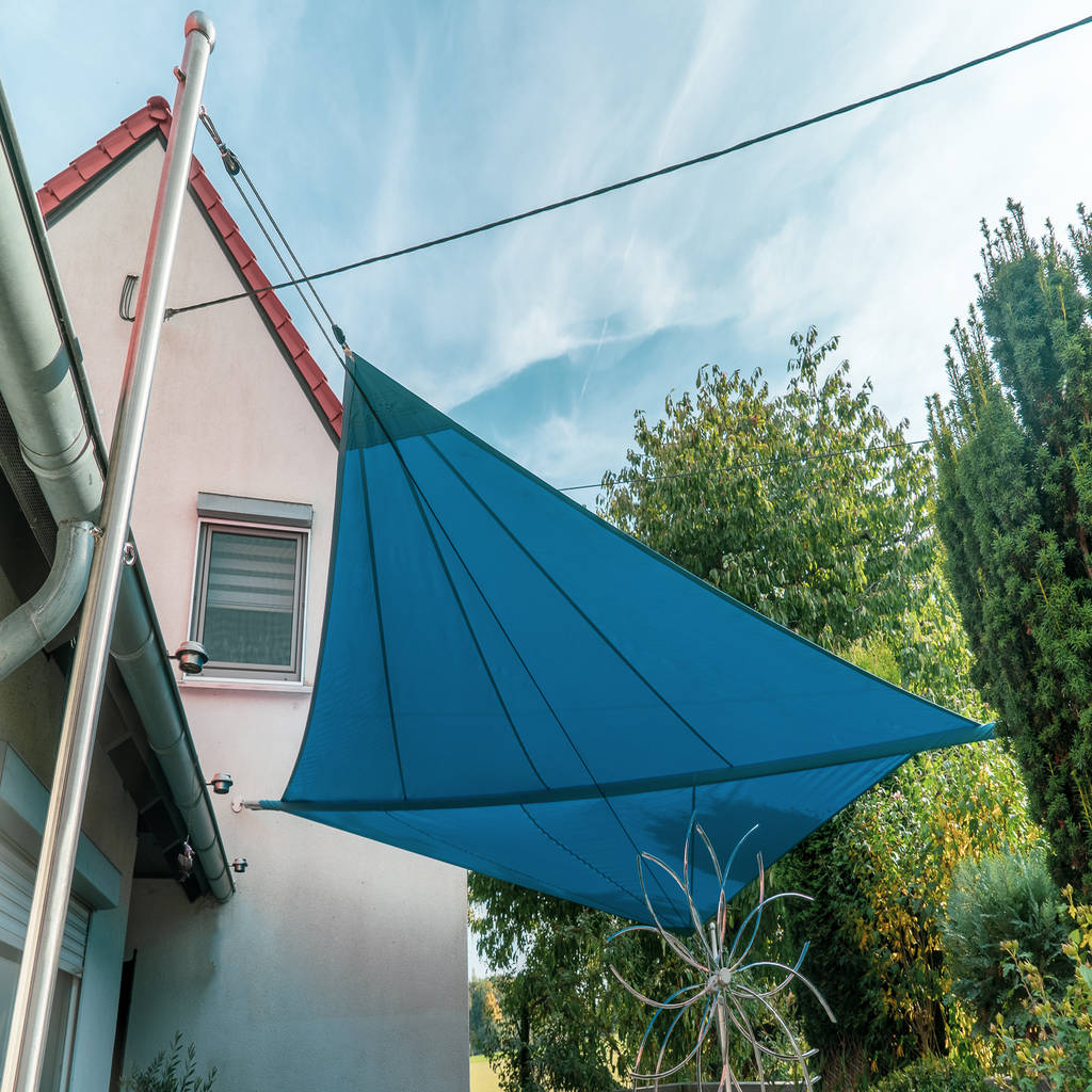 Manuell aufrollbares sonnensegel | terrasse | blau pina gmbh