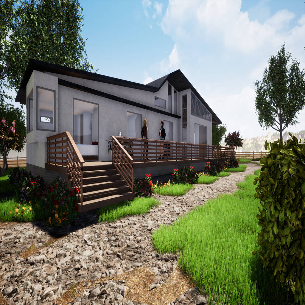 Fachada principal terraza – casa cocm cr.3d modeling & rendering casas