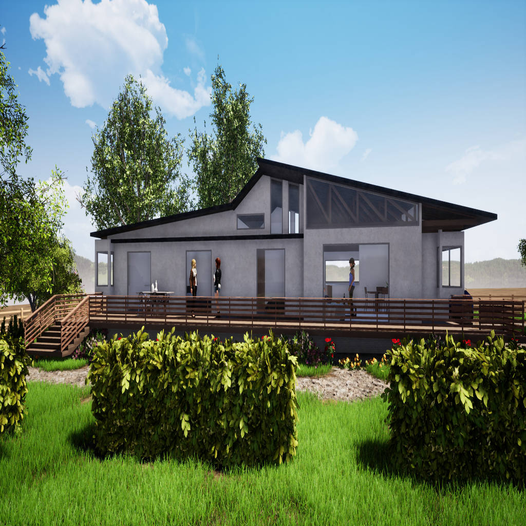 Fachada principal terraza – casa cocm cr.3d modeling & rendering casas