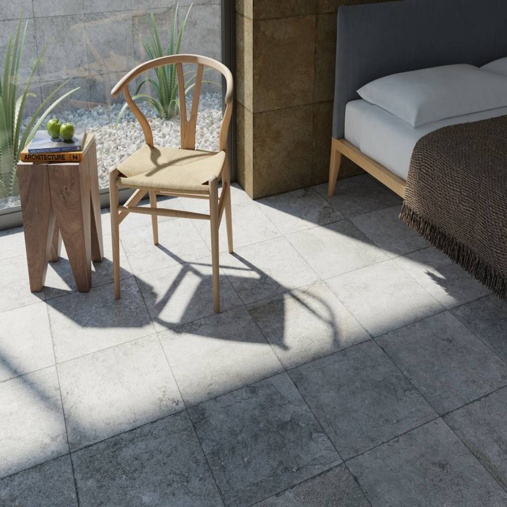 Recámara con piso y pared estilo piedra dormitorios rurales de