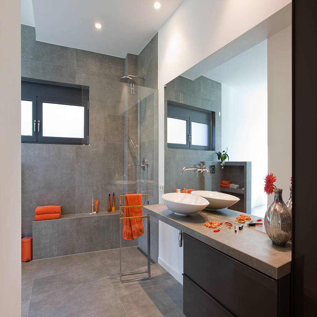 Kundenprojekt: modernes badezimmer mit fliesen in betonoptik