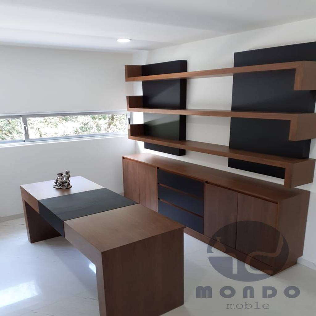 Escritorio, credenza y librero homify
