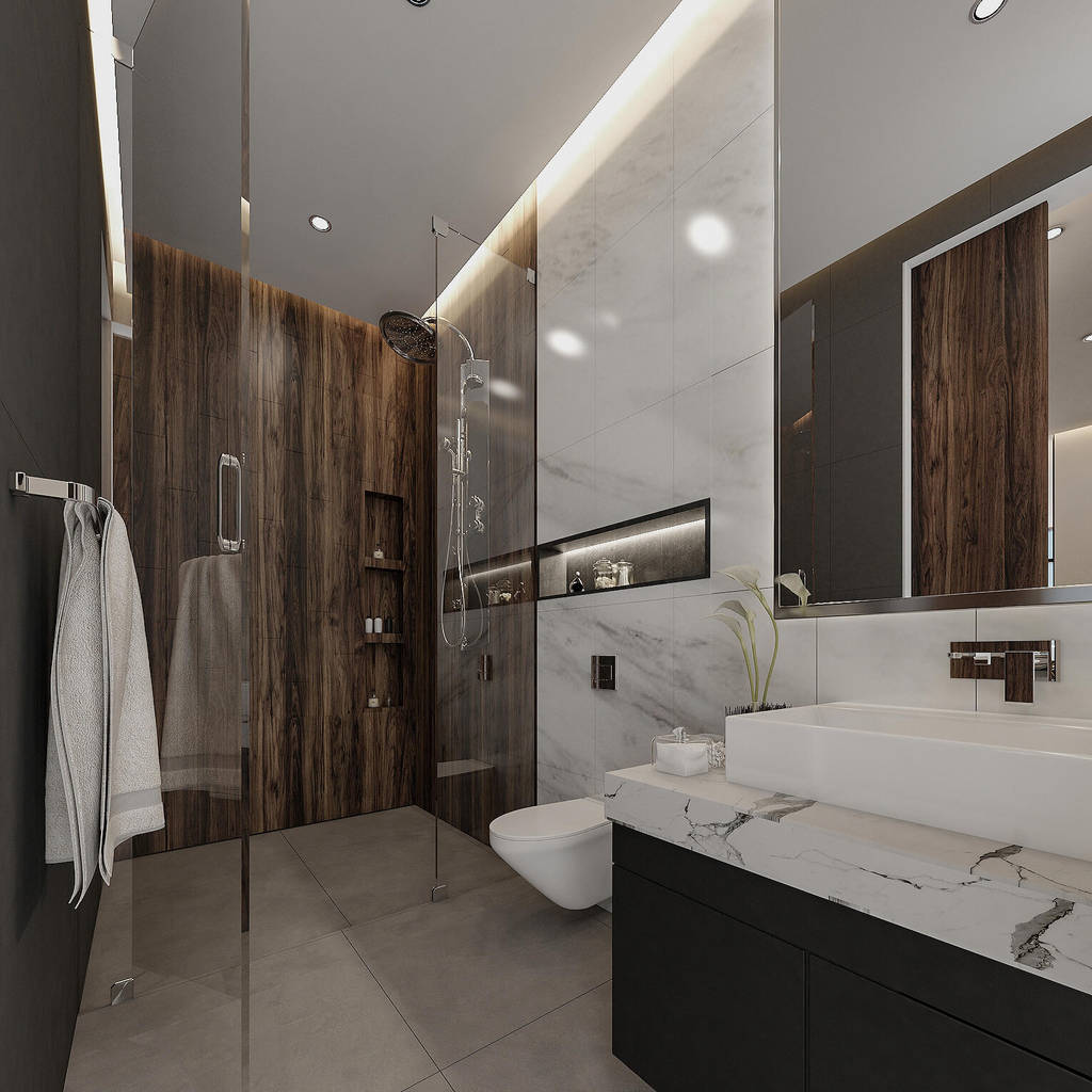 Hermoso baño moderno con wc empotrado rebora arquitectos baños modernos
