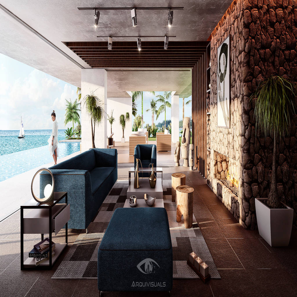 Living room arquivisuals salones tropicales piedra azul | homify