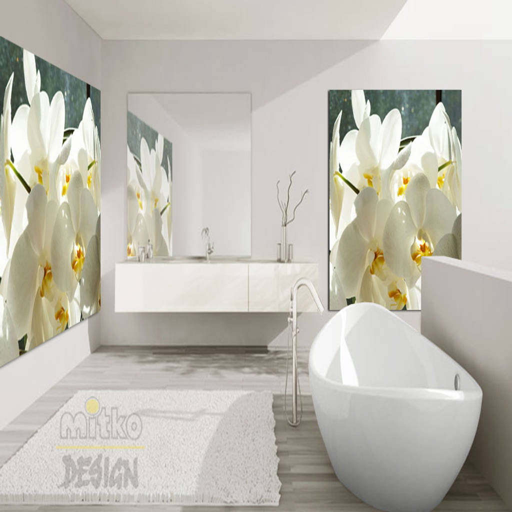 Badezimmer mit weißen orchideen mitko glas design moderne badezimmer
