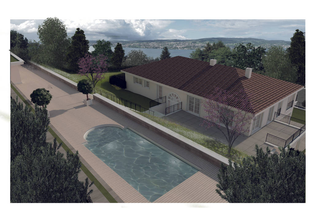 Blick auf das pooldeck ottagono+rechsteiner interior ag moderne häuser