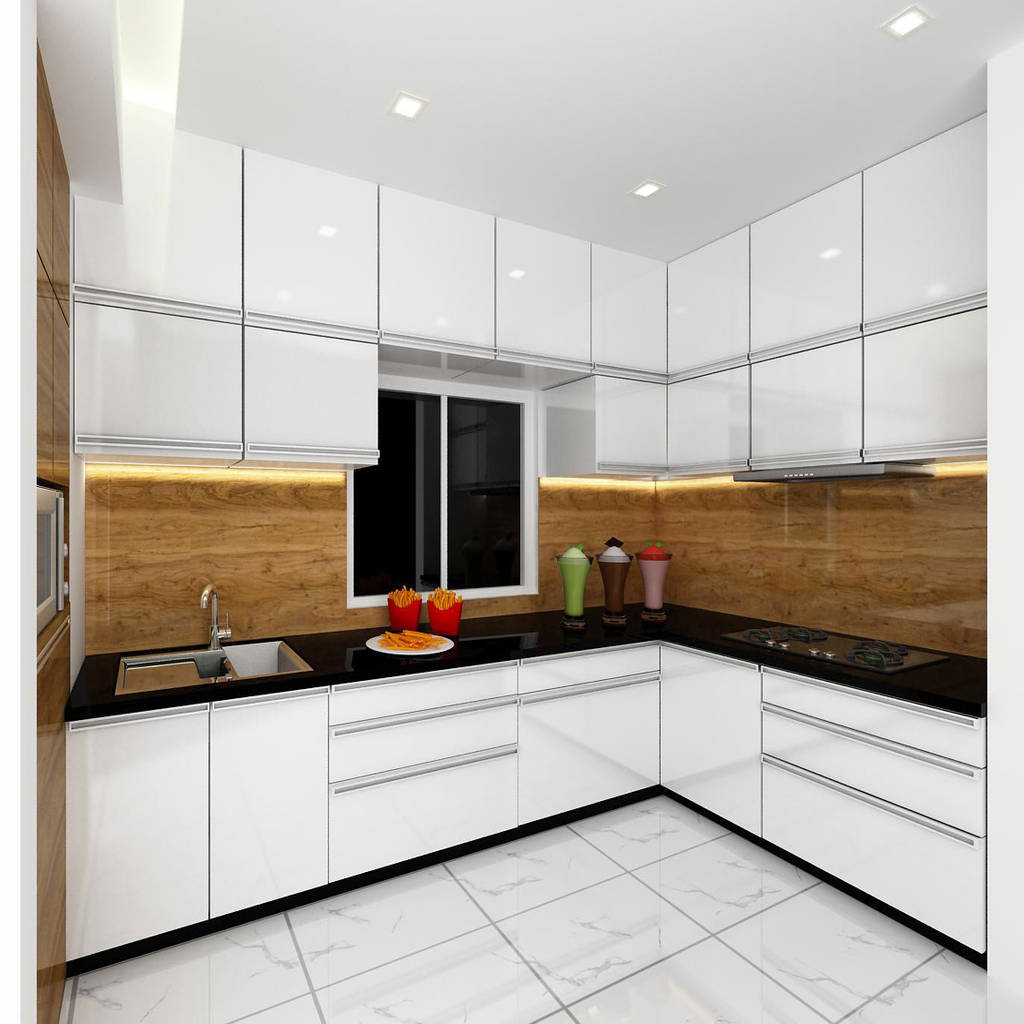 Modular kitchen i decore interiors built-in kitchens marble white | homify