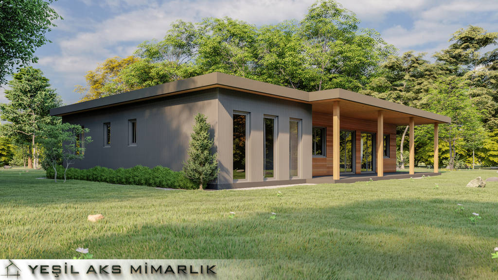 Dikey cephe elemanları yeşil aks mimarlık villa | homify