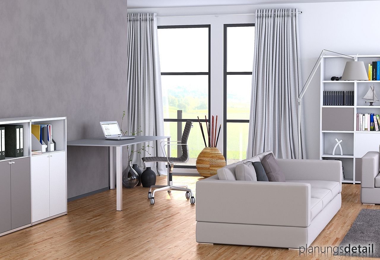 3D-Visualisierung eines Homeoffice, planungsdetail.de GmbH planungsdetail.de GmbH 모던스타일 서재 / 사무실