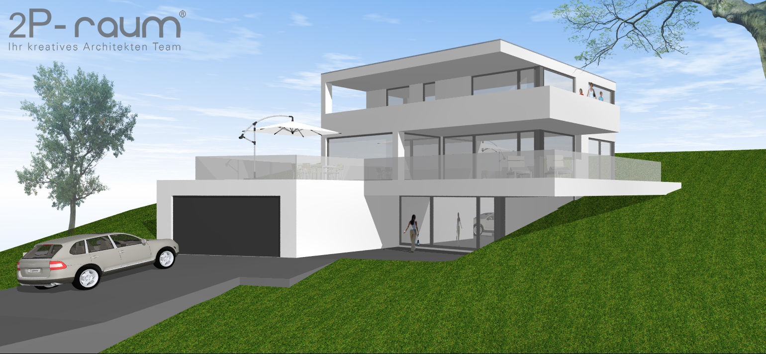 Bauhaus Villa am Hang, 2P-raum® Architekten 2P-raum® Architekten Casas modernas: Ideas, diseños y decoración