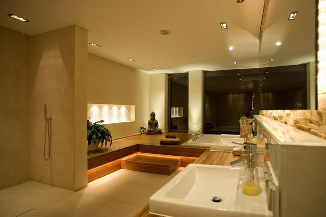 Privat-Villa ... Licht und Architektur, ligthing & interior design ligthing & interior design 모던스타일 욕실