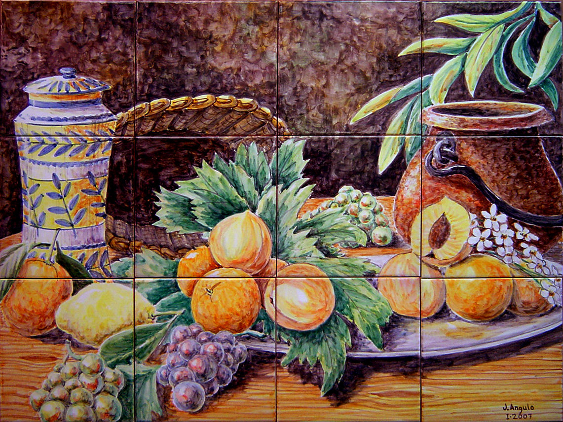 Frutas y flores con cerámica, mimbre y cobre Angulo Ceramic Art Pasillos, vestíbulos y escaleras de estilo rústico Accesorios y decoración