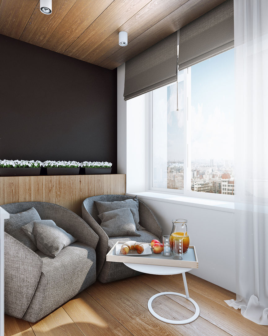 studio apartment, Angelina Alekseeva Angelina Alekseeva بلكونة أو شرفة