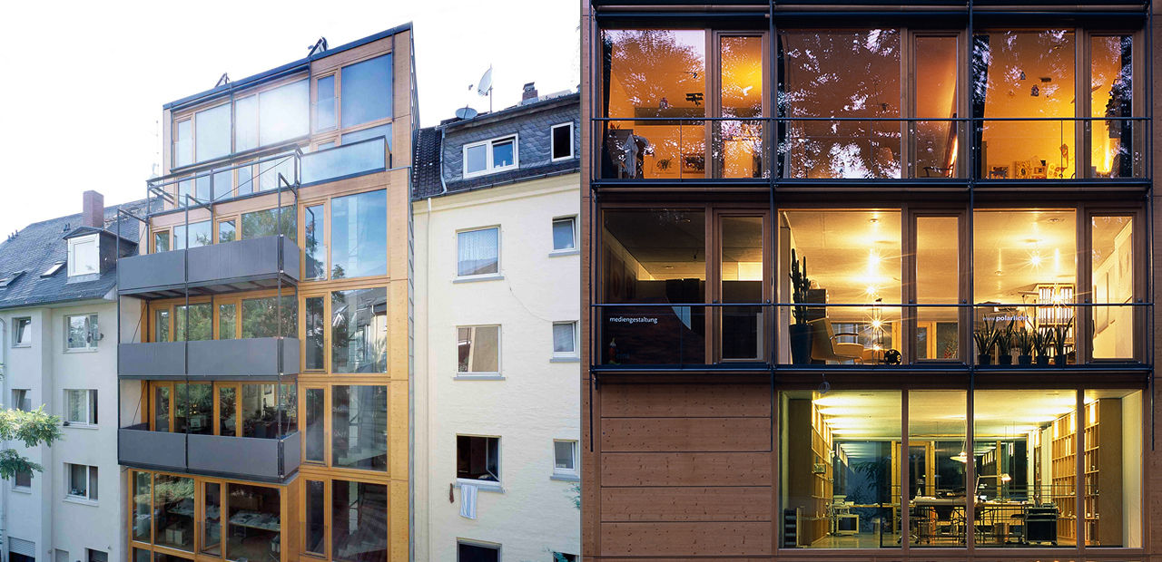Deutschlands erstes Wohn- und Geschäftshaus im Passivhaus-Standard, A-Z Architekten A-Z Architekten Ruang Komersial Gedung perkantoran