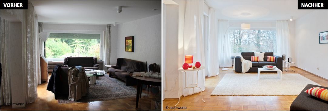 Home Staging Erbimmobilie 70er Jahre, raumwerte Home Staging raumwerte Home Staging غرفة المعيشة