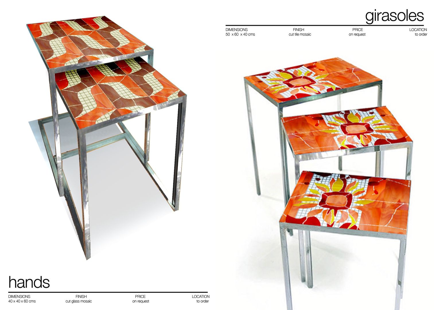 NEST AND SIDE TABLES, Martin Brown Mosaics Martin Brown Mosaics Ruang Makan Modern Tables
