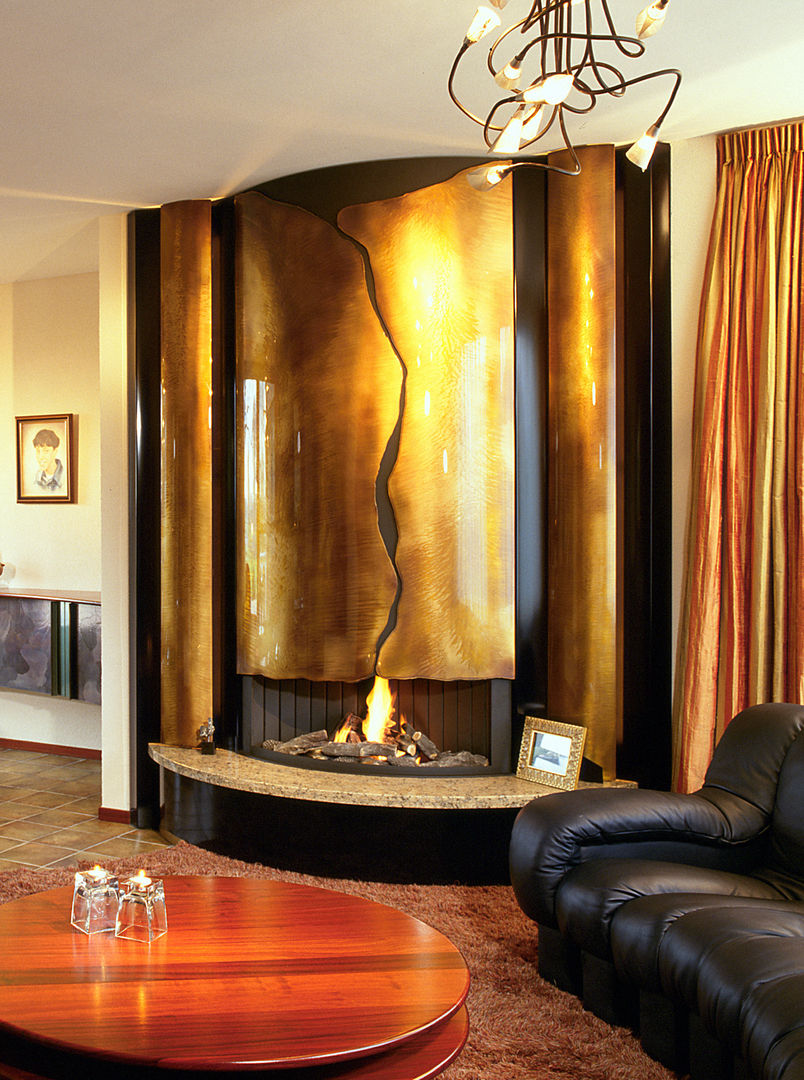 cheminée murale en metal, Bloch Design Bloch Design Modern living room Fireplaces & accessories