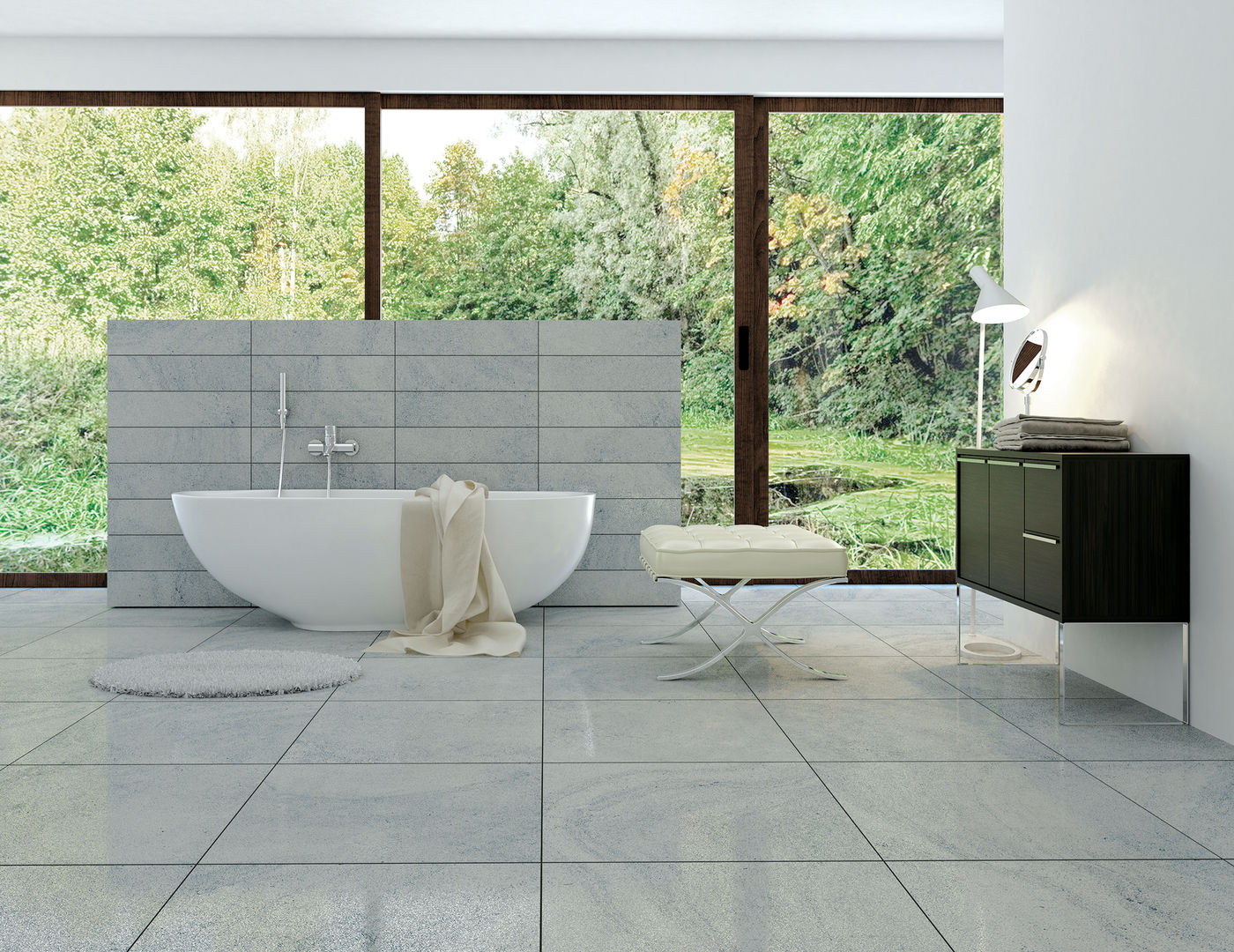 Sensestone Light Grey Matt Tiles homify Baños modernos Grifería